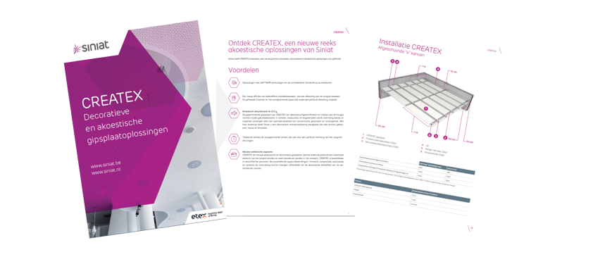 CREATEX brochure van Siniat in een waaier