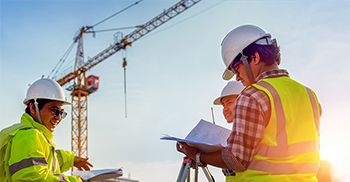 People working on construction site